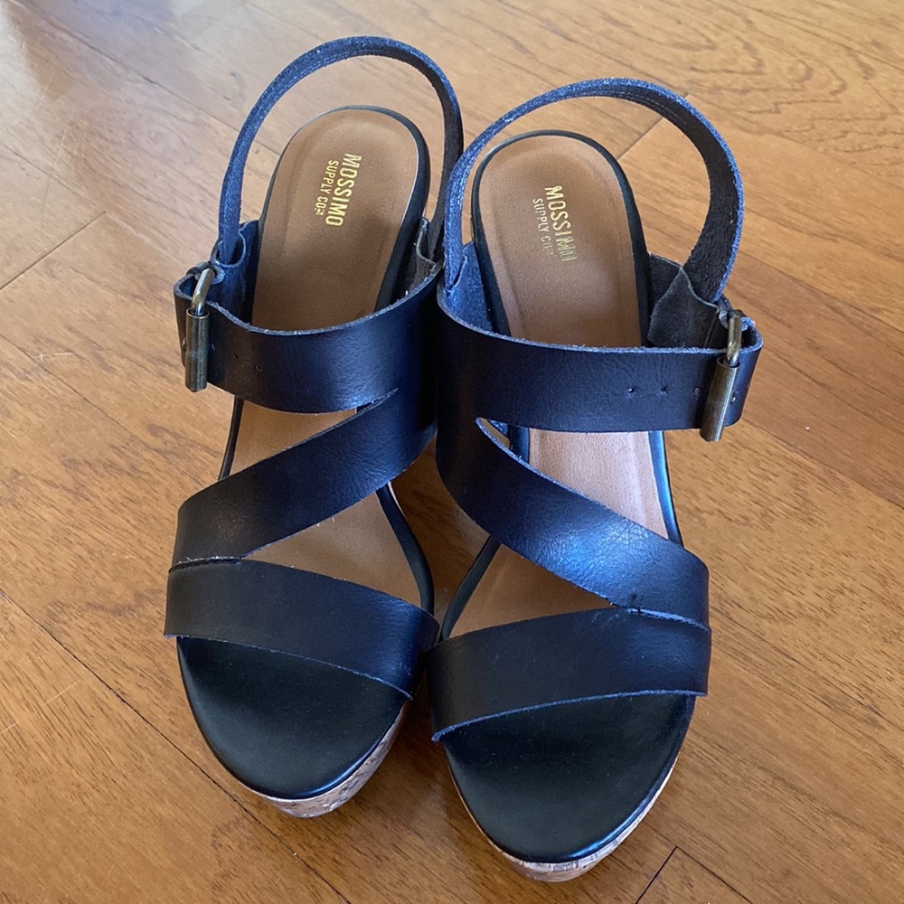 Black Cork wedge sandal